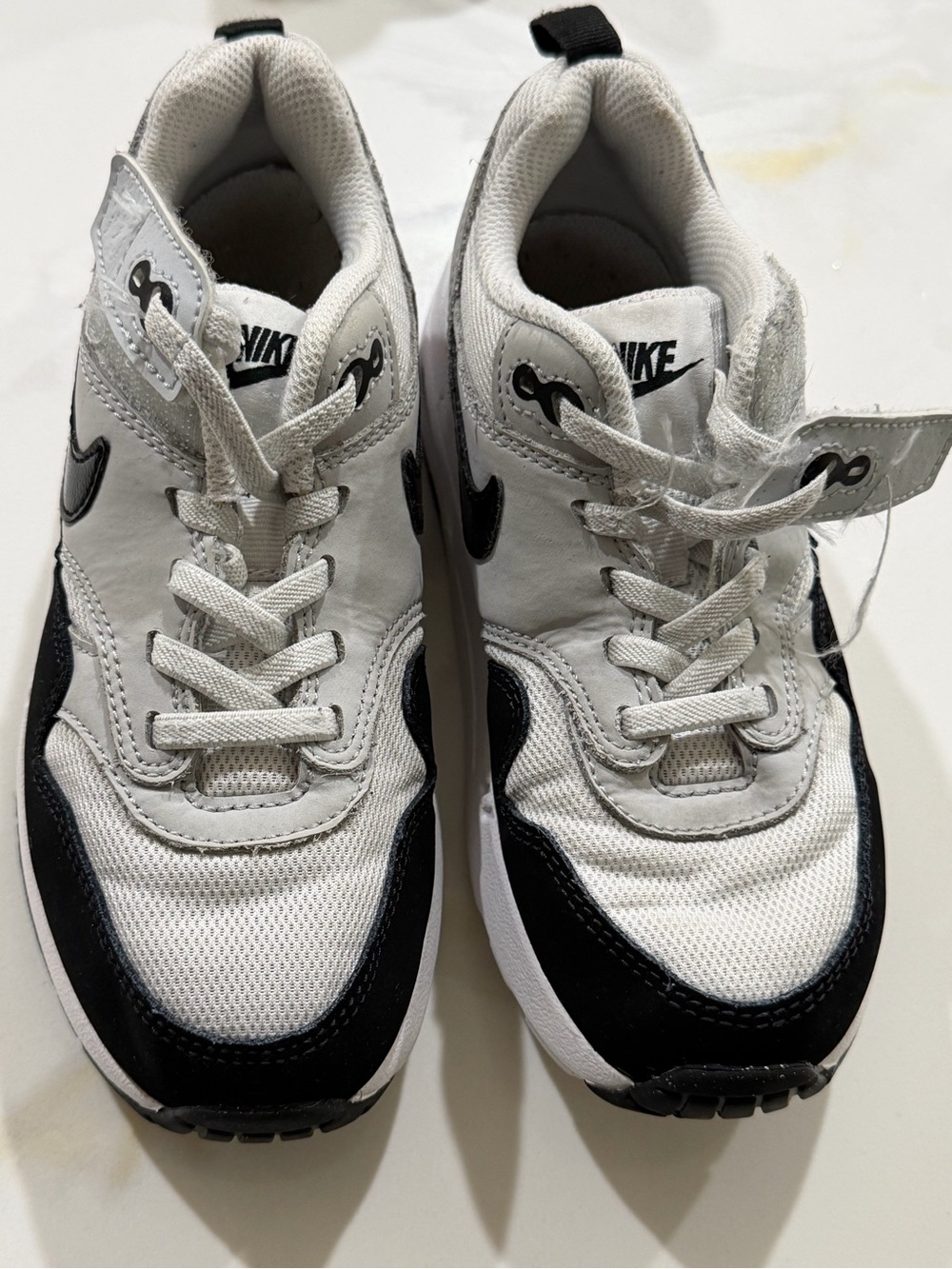 Nike Kids White and Black Lace-Up Sneakers